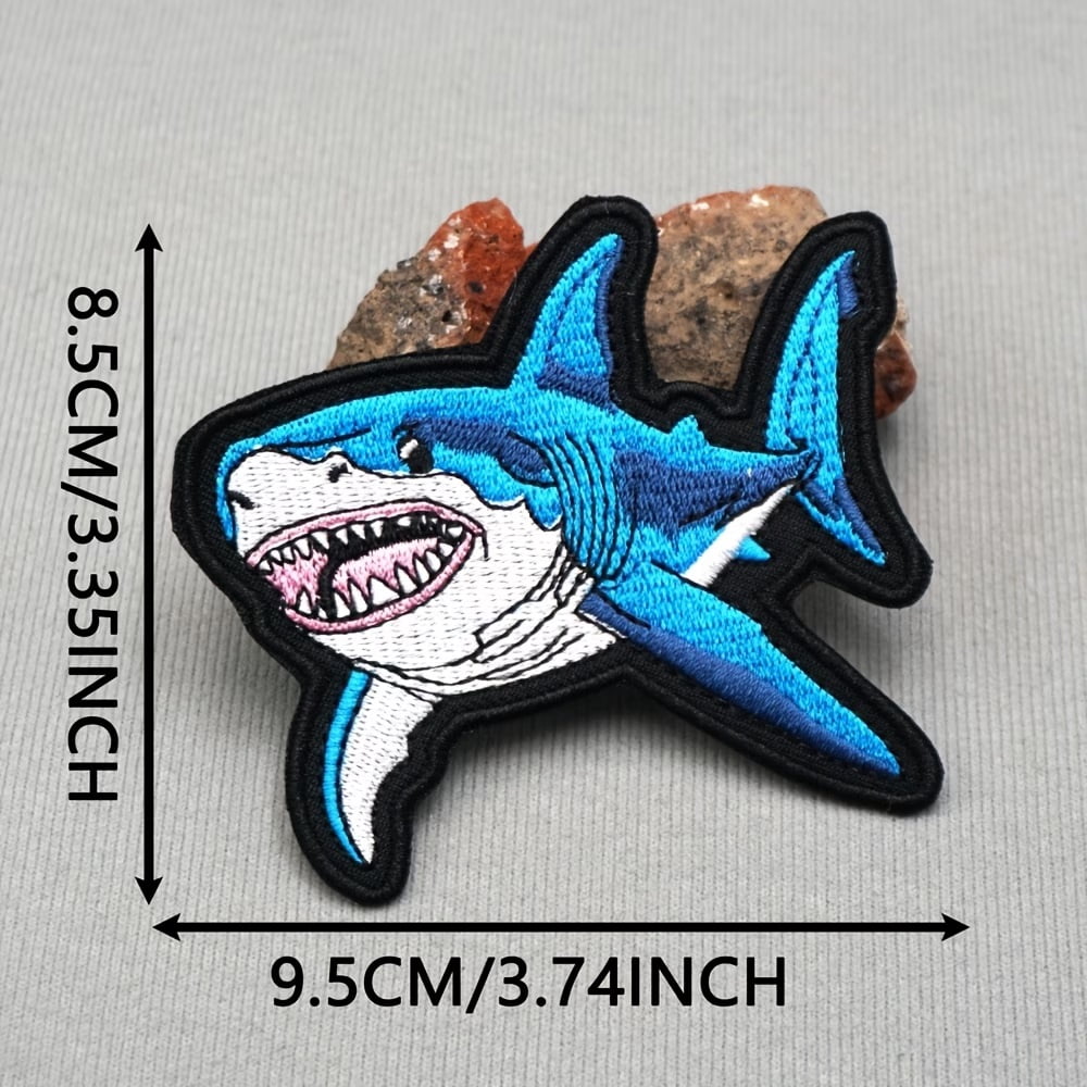 Great White Shark Embroidered Patch - Cool Ocean Animal with Hook-and-Loop Backing