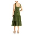 thumbnail image 2 of JASON WU Womens Green Zippered Pocketed Eyelet Tie Lined Tiered Sleeveless Square Neck Midi Fit + Flare Dress 0, 2 of 2