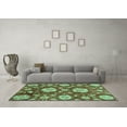 thumbnail image 3 of Ahgly Company Machine Washable Indoor Square Abstract Turquoise Blue Modern Area Rugs, 3' Square, 3 of 4