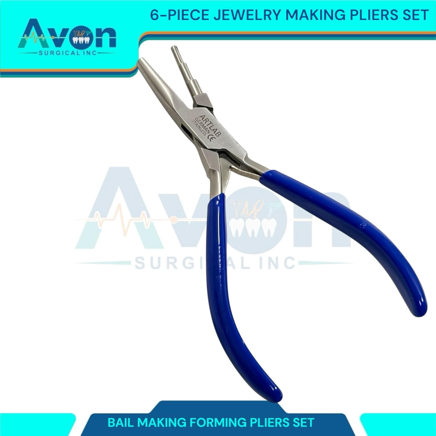 Crafts & Jewelry Making Pliers, Non-Slip - for Making Bail, Rings, Loops, and More - Stainless Steel - with Storage Pouch (Set of 6pcs)