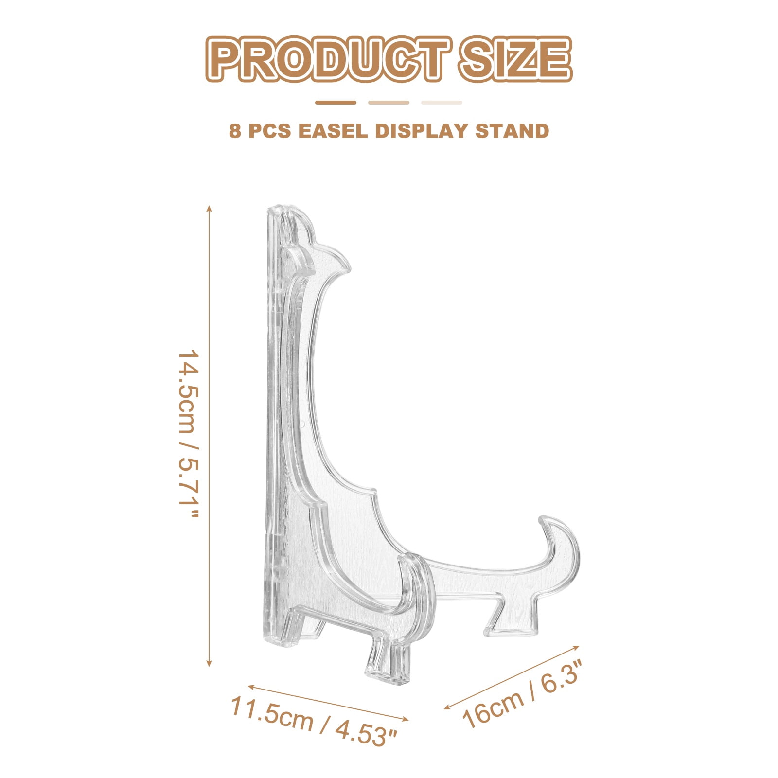 8 Pcs Acrylic Easels Plate Stands, 6.3 Inch Folding Plate Display Stands Holder Easels Plate Holders for Display Frames Decorative Picture Frame Magazine, Clear