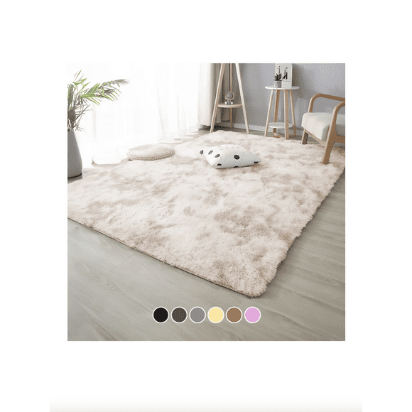 Alfombra De Sala Suave Decorativa Tapete Cuarto Afelpada 160x200 Cm Poliéster Antideslizante Color Beige