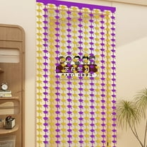 Opvise Graduation Rain Curtain with Bachelor's Hat Design - Purple & Gold Tassel Backdrop for 2025 Graduation Party Decor, Photo Prop, Stage Decoration - PET Material Gold & Purple