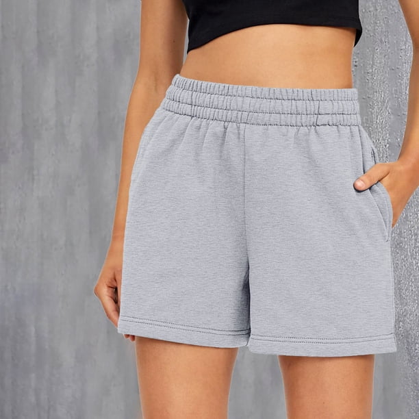 MKLEKYY Pantalones Cortos de Mezclilla para Mujer, Pantalones Cortos Casuales de Verano con Cordón, Cómodos, Elásticos, de Cintura Alta, para Correr con Bolsillos