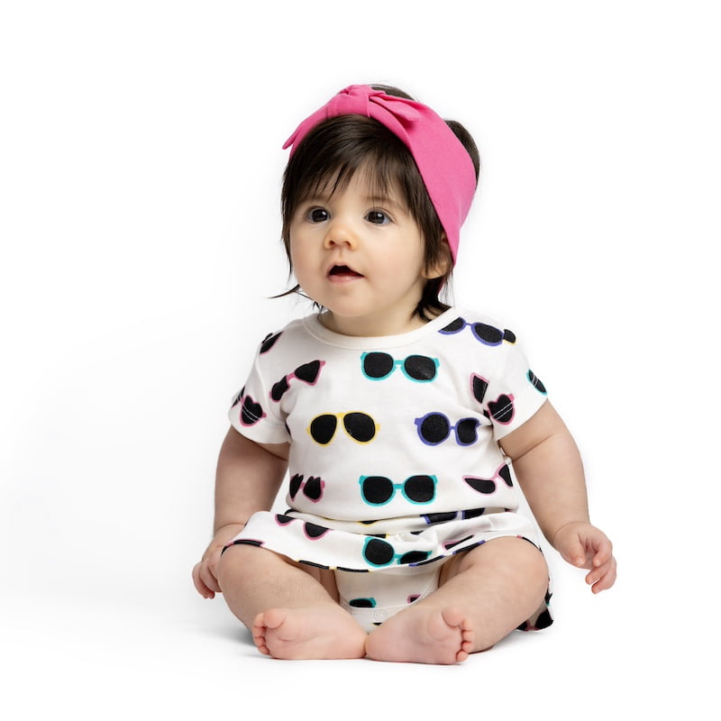 M+A by Monica + Andy Organic Cotton Gender Neutral Short Sleeve All Dressed Up Bodysuit + Headband, Sizes Newborn - 24 Months