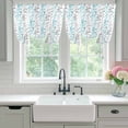 thumbnail image 4 of Aqua Grey Botanical Tie Up Curtains 45 Inches Long, Kitchen Window Curtains Over Sink, Spring Floral Summer Farmhouse Small Window Curtains Shade Balloon Curtains Valances for Bedroom/Cafe 34"x45", 4 of 8