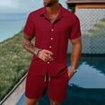 thumbnail image 2 of JIKNTTR Men's 2 Piece Summer Short Sets Mens Spring Leisure Sports Comfortable Breathable Sweat Absorbing Short Sleeved Shorts Two Piece Set Stylish Vacation Outfits, 2 of 9