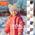 thumbnail image 4 of REDESS 2 Pcs Toddler Winter Pom Pom Beanie Hat For 0-3 Years Old Kid-White+Purple, 4 of 7