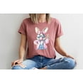 thumbnail image 4 of Moonlight Apparel Cool Easter Bunny Graphic T-Shirt for Women Bubblegum Bunny in Sunglasses & Pink Jacket Trendy Spring Tee Funny Heather Cotton Easter Top, 4 of 5
