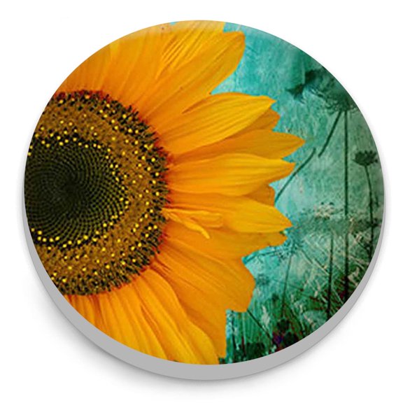 Sunflower Painted Yellow Green Snap Jewelry Ginger Charm Button, For Interchangeable DIY Customizable Accessories