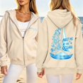 thumbnail image 4 of Trendfront Womens Ocean Graphic Zip Up Hoodies Drawstring Hood Long Sleeve Surfboard Back Print Side Pockets Casual Sweatshirts, 4 of 7