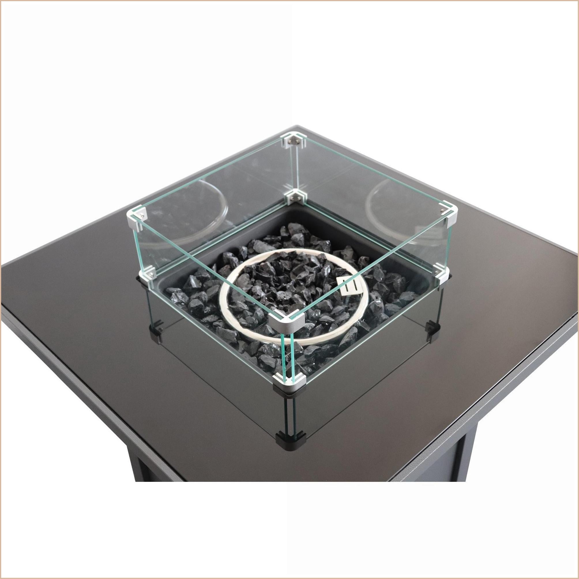 Outdoor Stoves | Estufa al Aire Libre | 25"H x 30"W Modern Steel Fire Pit Table, For Backyard Patio | slate gray