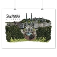thumbnail image 2 of Savannah, Georgia, Line Drawing, Peach Trees (9x12 Wall Art Print, Home Decor), 2 of 3