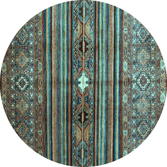 Ahgly Company Indoor Round Abstract Light Blue Contemporary Area Rugs, 7' Round
