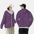 thumbnail image 4 of Cauagu Rétro Florals Violet pour Protection Solaire Chandail à Capuchon pour Hommes et Femmes, Manches Longues Maillot Dermoprotecteur Pêche Course Séchage Rapide Léger-Petit, 4 of 7