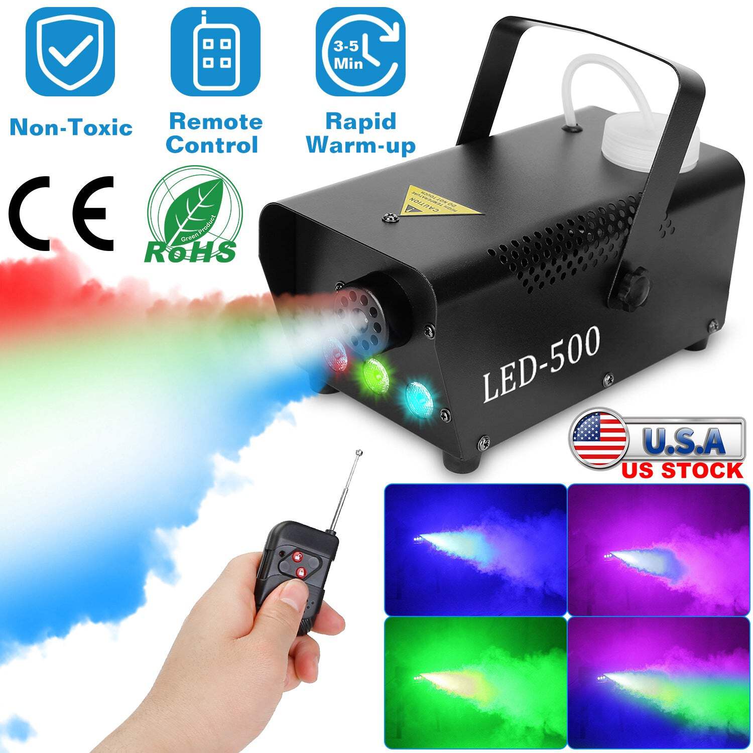 RGB LED Smoke Fog Machine with Remote Control, 400W