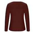 thumbnail image 4 of Jalioing Womens Plus Size Ribbed Undershirt Button Crew Neck Pullover Top Long Sleeved Slim Bottom Shirt (X-Large, Wine), 4 of 4