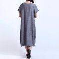 thumbnail image 2 of Vestido tipo caftán largo tipo túnica con bolsillos y manga corta y cuello redondo holgado para mujer, 2 of 5
