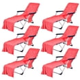 thumbnail image 1 of Muka 6 PCS Microfiber Terry Cloth Beach Pool Lounge Chair Cover Convenient Pocket, 29" x 83"-Red, 1 of 5