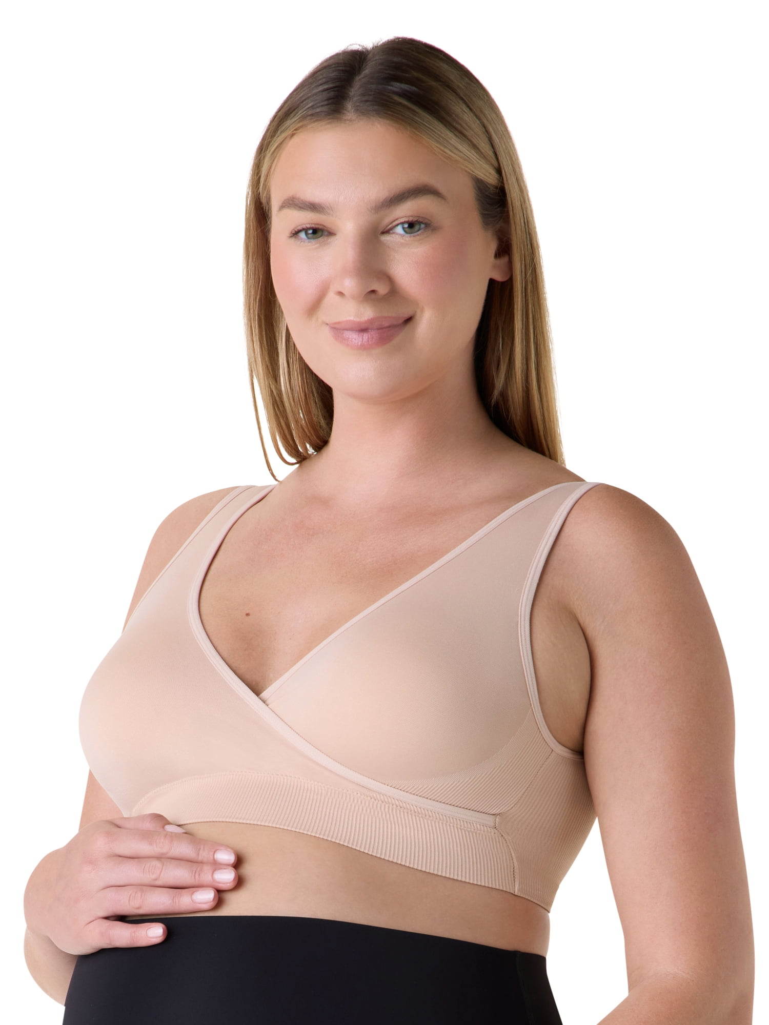 Ingrid & Isabel For Every Belly Women's Maternity & Nursing Seamless Crossover Bra, 2-Pack, SizesXS-4XL