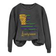thumbnail image 4 of Tweang Womens Mardi Gras Tops Plus Size Women Mardi Gras Print Sweatshirt Womens Hoodies Pullover Crewneck Sweatshirts Women Workout Tops for Women Blouses for Women Dressy Casual Gray Xl, 4 of 4