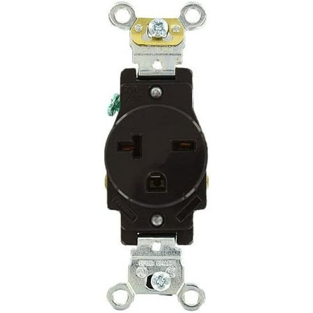 

5461 20 Amp 250 Volt Industrial Heavy Duty Grade Single Receptacle Straight Blade Self Grounding Brown