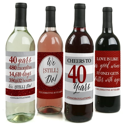 We Still Do - 40th Wedding Anniversary Wine Bottle Labels - Set of (Best Way To Get Labels Off Wine Bottles)