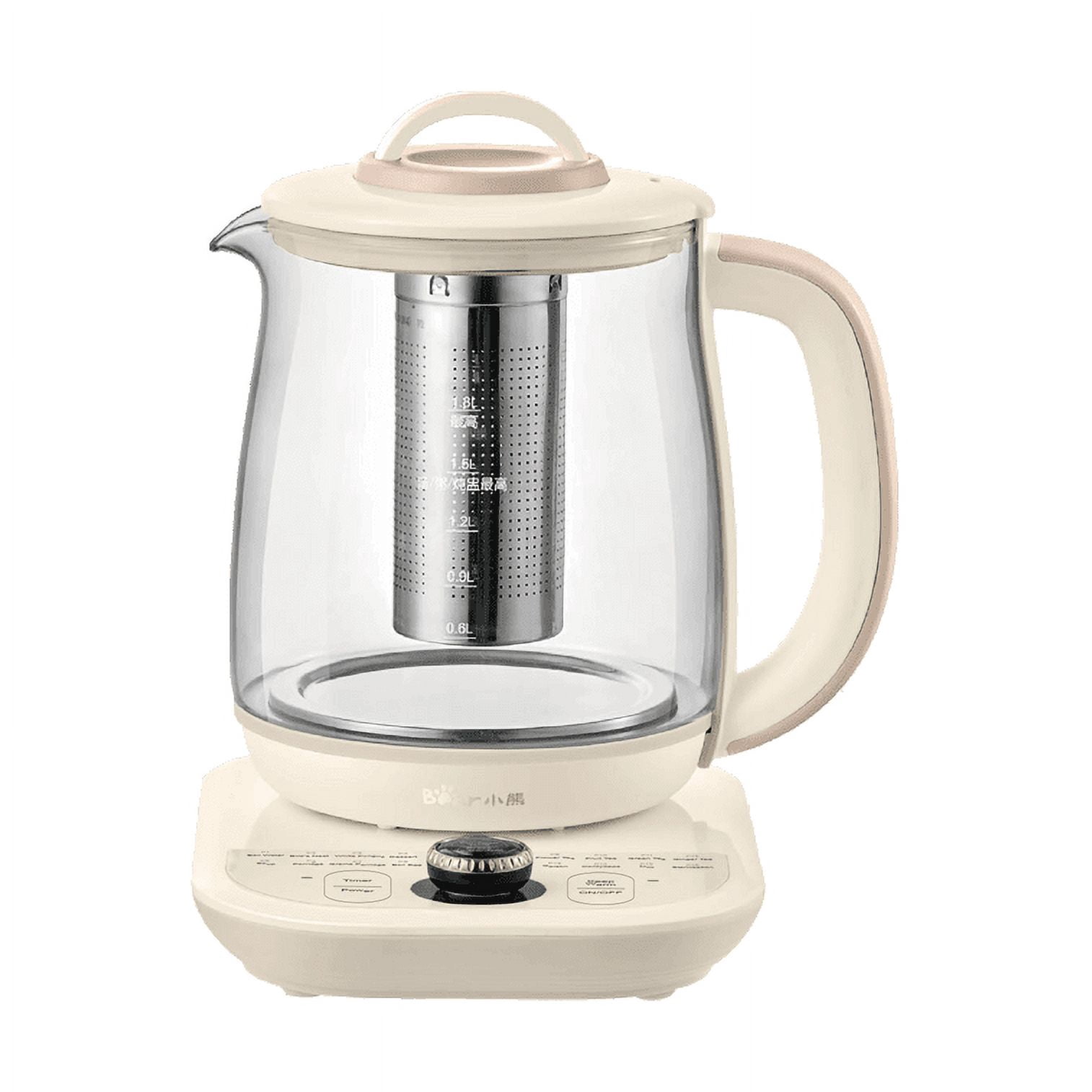 Bear Health- Care Beverage Tea Maker and Electric kettle with infuser, Durable 316 Stainless Steel & Glass Brew, 1.8L