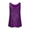 thumbnail image 4 of QATAINLAV Womens Sequin Tank Tops Spring Summer Fashion Sparkly Sleeveless Shirts Party Glitter Scoop Neck Tops for Wedding Guest Purple L, 4 of 7