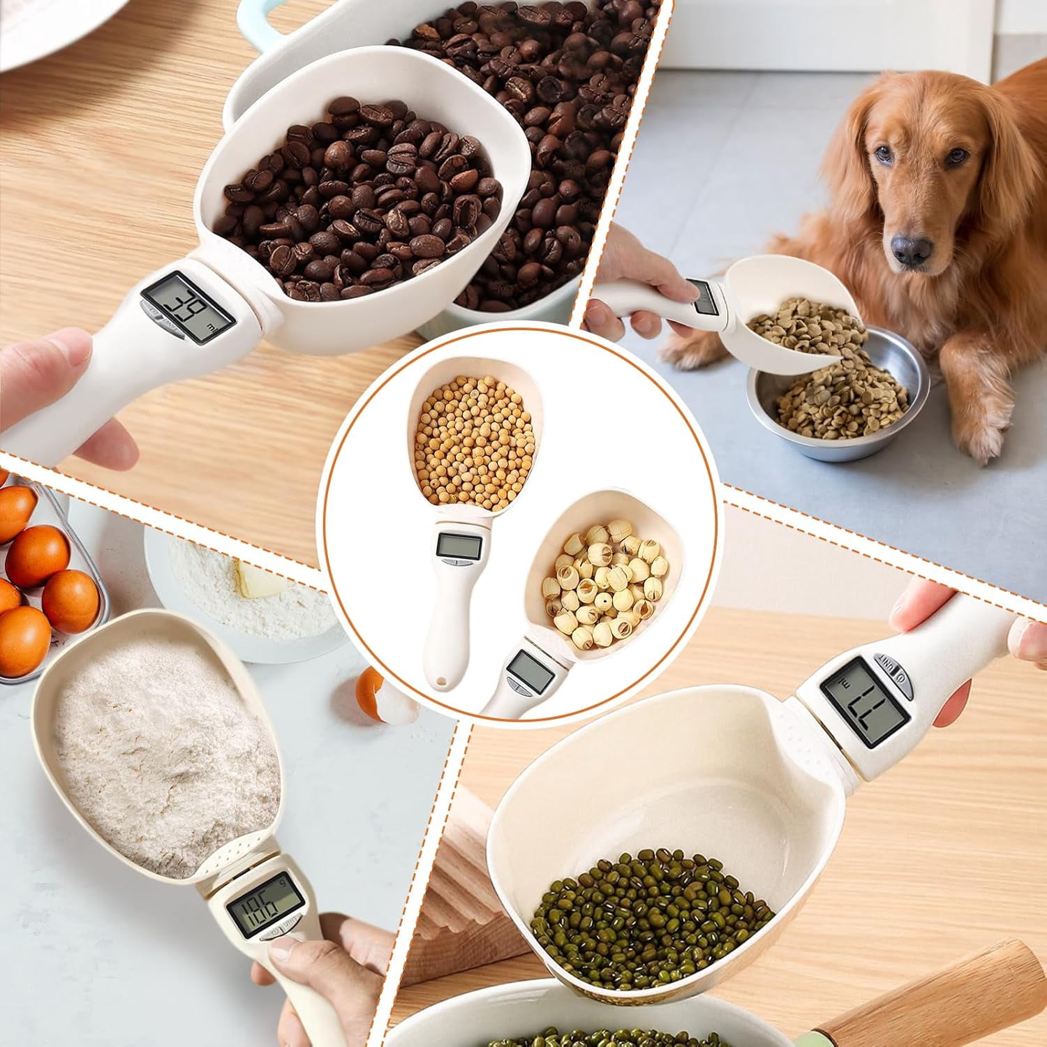 2pcs Digital Measuring Spoon Scale,Electronic Measuring Spoon 800g/0.1g High Precision with Screen,Adjustable Measuring Spoon for Pet Food, Coffee, Baking, Cooking