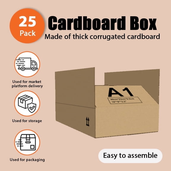 25-Pack Packaging Cartons - 19"x15"x6" Corrugated Boxes for Shipping & Storage