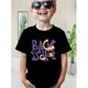 thumbnail image 1 of 1pc comfortable stretch top for boys casual T-shirt printed with BACK T O SCHOOL pattern, short sleeves, round neck, polyester blend, machine washable - perfect for spring/summer outdoor fun, 1 of 7