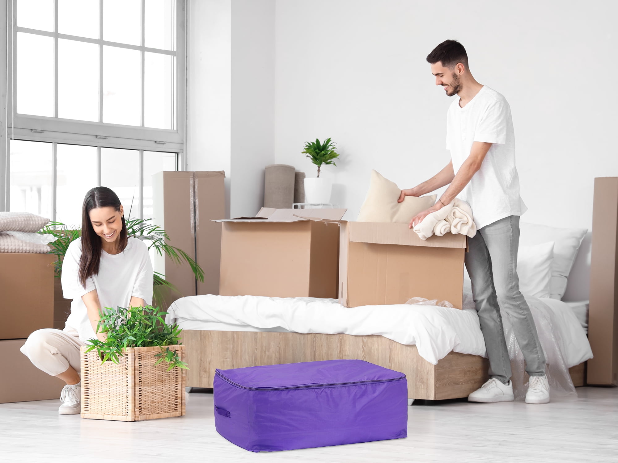 Unique Bargains 1 Pack Clothes Storage Bags Moving Bags Purple 27.5*19.5*12in