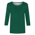thumbnail image 5 of Green Women's Long Sleeve T-shirt, Womens Tops Casual 3/4 Sleeve Crew Neck Shirts Loose Fit Tunic Blouses Summer Tees,Women's Long sleeve T-shirt L, 5 of 6