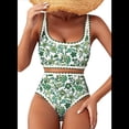 thumbnail image 2 of Conjuntos de Bikini para Mujer con Estampado Floral, Trajes de Baño de Dos Piezas con Escote Redondo y Cintura Alta. Flores M, 2 of 9
