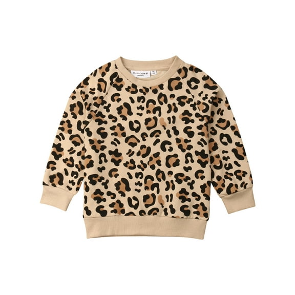 Aunavey Toddler Baby Girl Boys Leopard Sweatshirt Long Sleeve Shirts Top Pullover