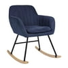 Rocking Leisure Chair with Cushion Rock Roll Textured Fabric,Dark Blue
