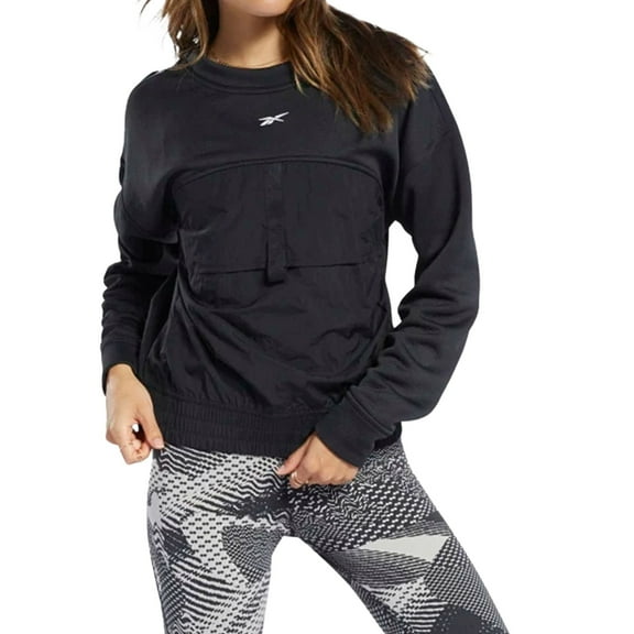 Reebok Womens TS Midlayer Pullover Sweater, Black, X-Small