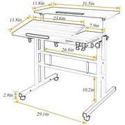 Soges Height Adjustable Computer Desk Sit Stand Workstation Mobile Standing Desk with Wheels, Standing Side Table with Castors, Black