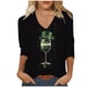thumbnail image 3 of TaTaai Women Loose Casual V-Neck Top St. Patrick's Day Print 3/4 Sleeve Fashion Tee Ladies Spring Daily Outdoor Wear Soft Comfortable Non-See-Through No Fading Stylish Top Gift, 3 of 5