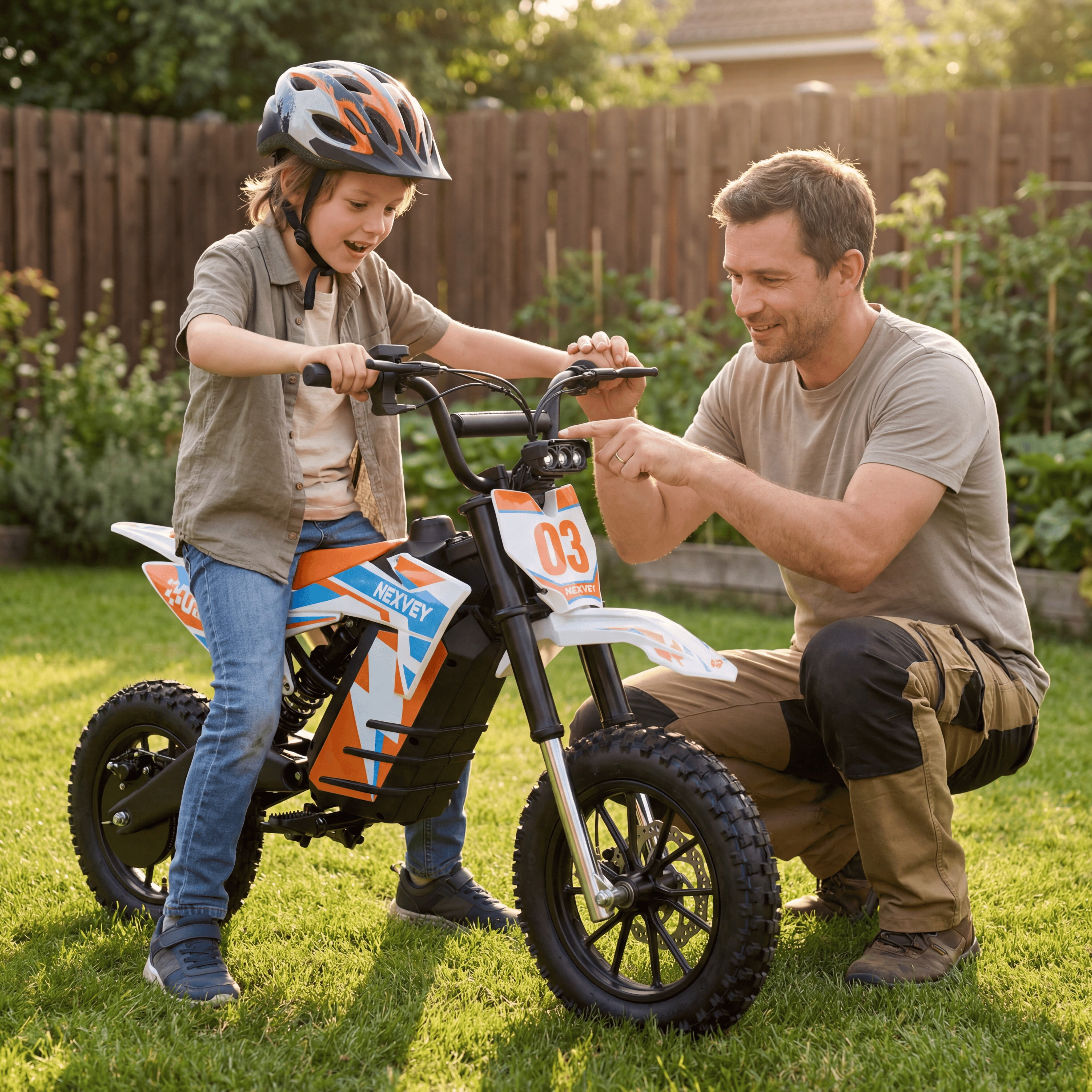 NEXVEY SPARK03 Electric Dirt Bike 1000W Motor 22 MPH 48V Battery 14-Inch Off-Road Tires For Kids