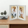 thumbnail image 2 of OULII Folding Picture Frame Gray Blue Dual Photo Display Homeowners 1Set, 2 of 8