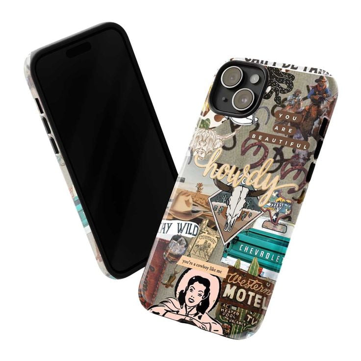 Design For IPhone 14 Pro,Western Cowboy Cowgirl Collage