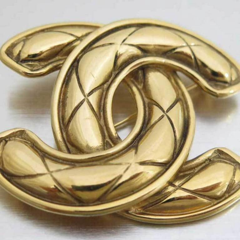 Authenticated Used Chanel CHANEL brooch here mark gold metal