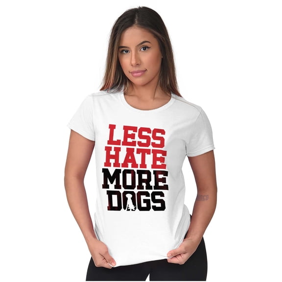 Less Hate More Dogs Peace Relaxed Pet Womens Fitted Plus Size Graphic Tee Brisco Brands 2X