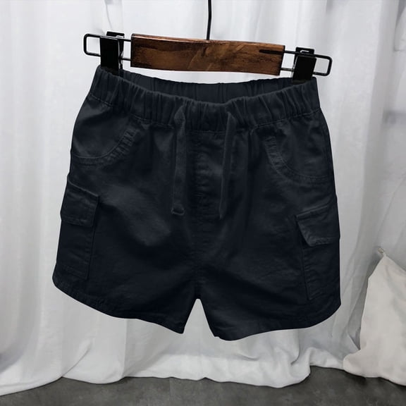 Juslio Shorts for Boys Breathable Solid Cargo Shorts Casual Elastic Waist Shorts Sizes 2