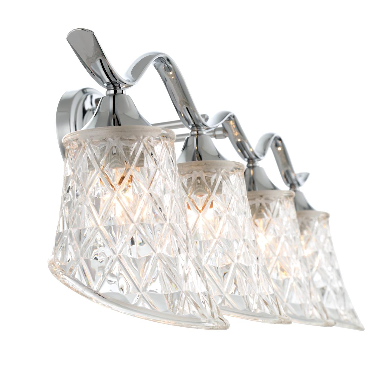 Vanity Art Elegant Cut Crystal Glass 4 Lights Dimmable Polished Chrome Vanity Light for Mirror Hallway Living Room | Modern Wall Lighting with Clear Glass Shade Bathroom Light Fixtures W2004CH-R03