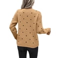 thumbnail image 3 of Women'S Polka Dots Sweaters Long Sleeve Round Neck Knitted Pullover Tops Camel M, 3 of 7