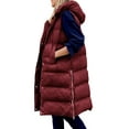thumbnail image 2 of MAWCLOS Doudoune Sans Manches pour Femmes Gilet à Capuche Veste de Voyage Décontractée Sans Manches Rouge Vin 2TG, 2 of 4