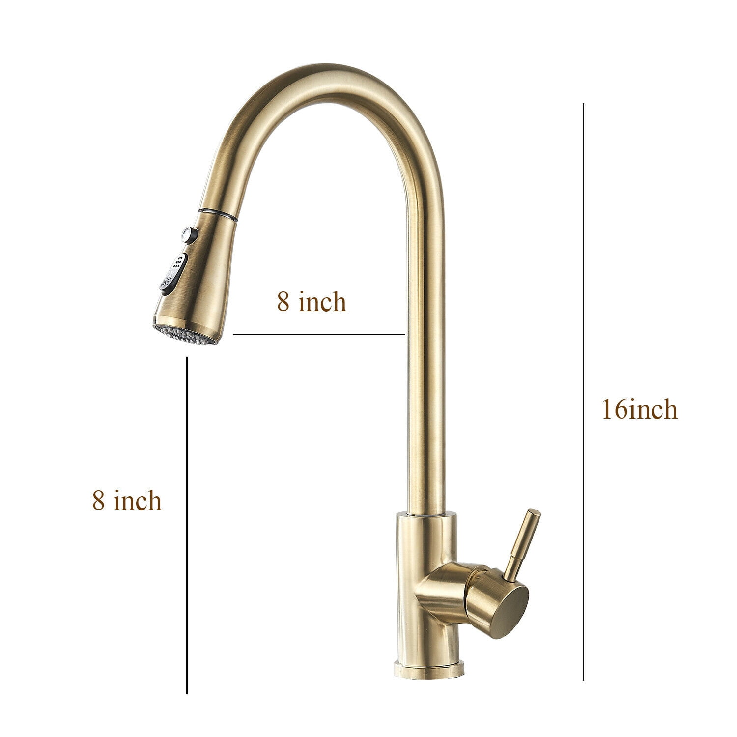 Brushed Gold Kitchen Sink Faucet Pull Down Mixer with Cover